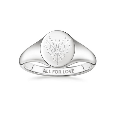 Sterling Silver All For Love Heart Spider Web Ring