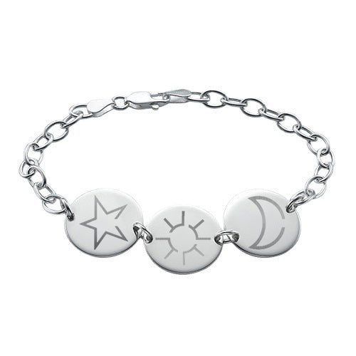 Sterling Silver Sun Moon Star Bracelet