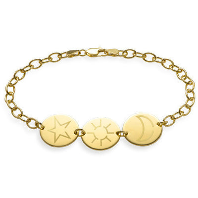 Sterling Silver Sun Moon Star Bracelet